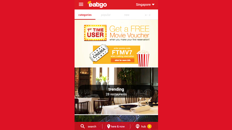 “Eatigo”- 新加坡与泰国的省钱吃饭 App