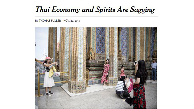 《纽约时报》头版指泰国经济下滑 泰印刷商直接留白“开天窗”