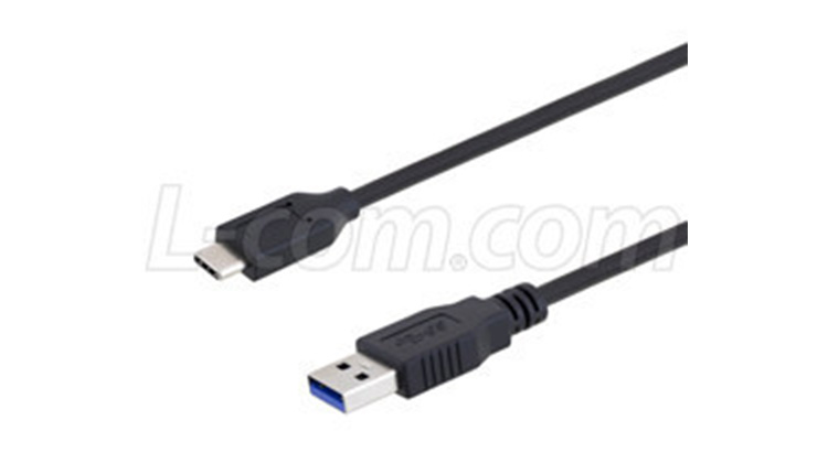 L-com推出配备A型至Type-C连接器的高柔性USB 3.0线缆组件