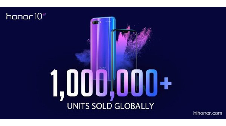 榮耀10全球銷量超過100萬台