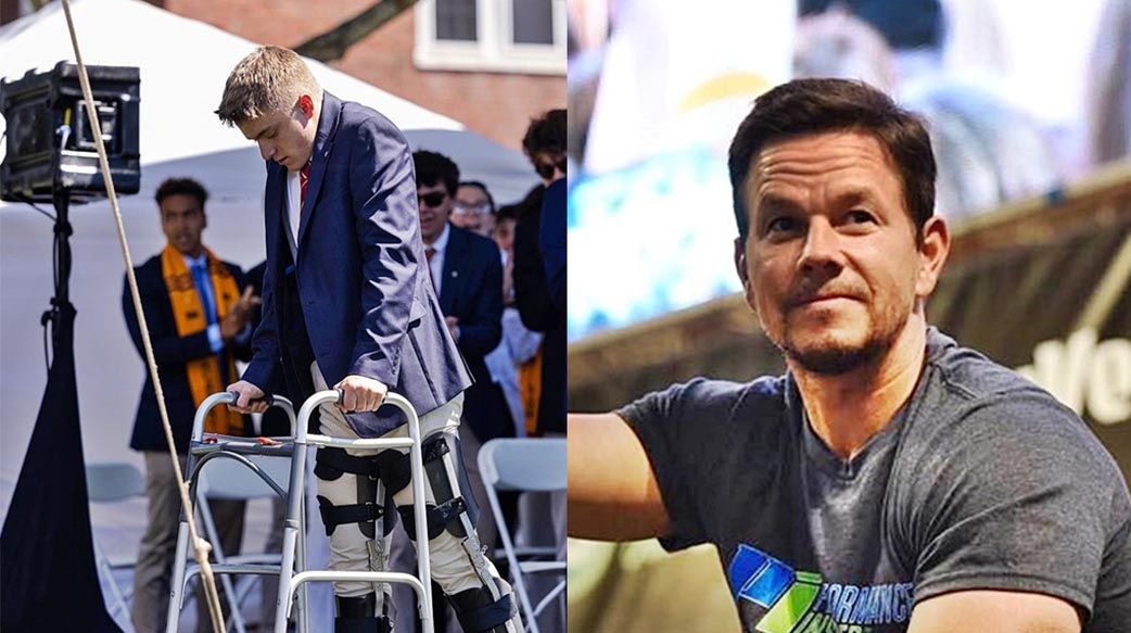 癱瘓少年「邁步」領畢業證書！《變形金剛》馬克華伯格讚許：我的英雄