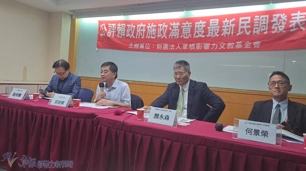 公評賴政府施政滿意度 最新民意調查結果公布